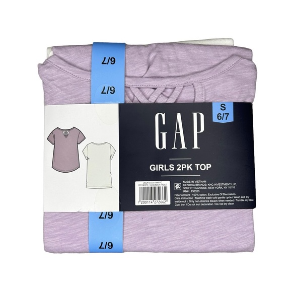 GAP Girl's 2 Pack Short Sleeve Soft Graphic Logo Cut Out Back Tee Size 4/5 & 6/7 - Picture 3 of 8